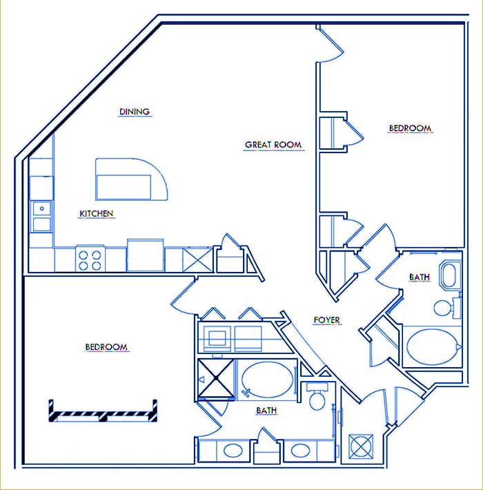 The Hyland Floor Plan at The Majestic at Downtown Baldwin Park - Luxury Apartments in Orlando Florida
