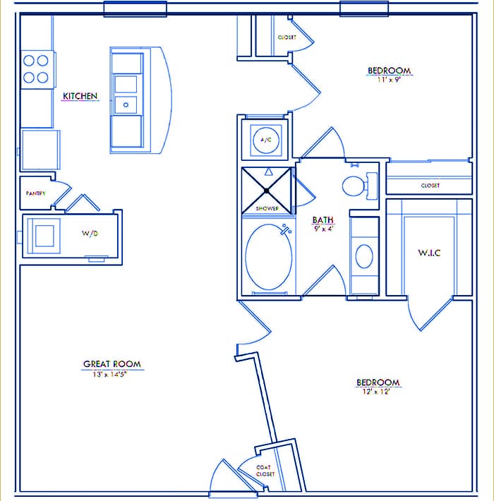 The Wexford Floor Plan at The Majestic at Downtown Baldwin Park - Luxury Apartments in Orlando Florida